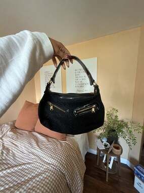 Simply Vera Vera Wang Black Monogram Hobo Shoulder Bag